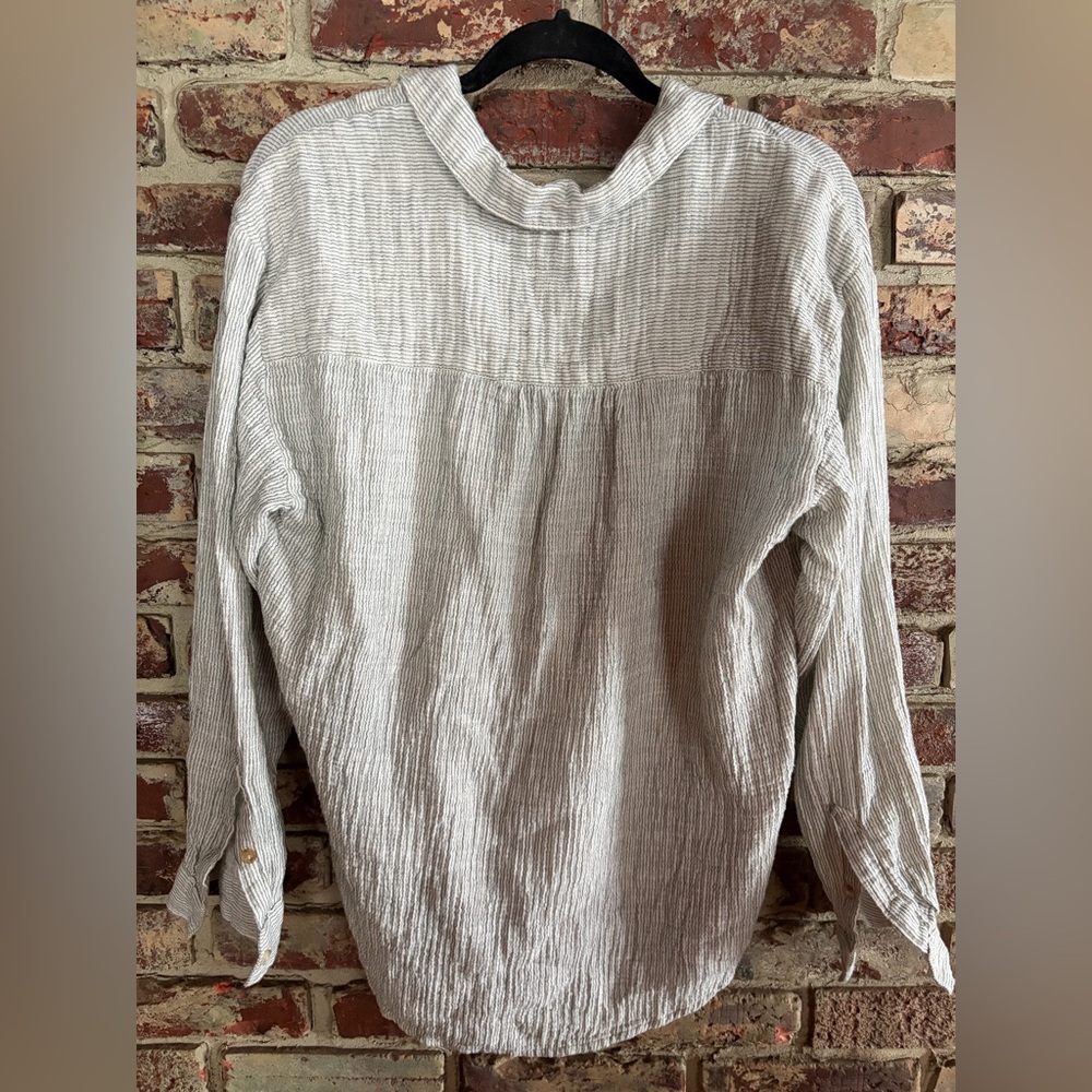 🤍 Anthropologie Striped Gauze Popover Tunic | High-Low | L - Picture 7 of 7